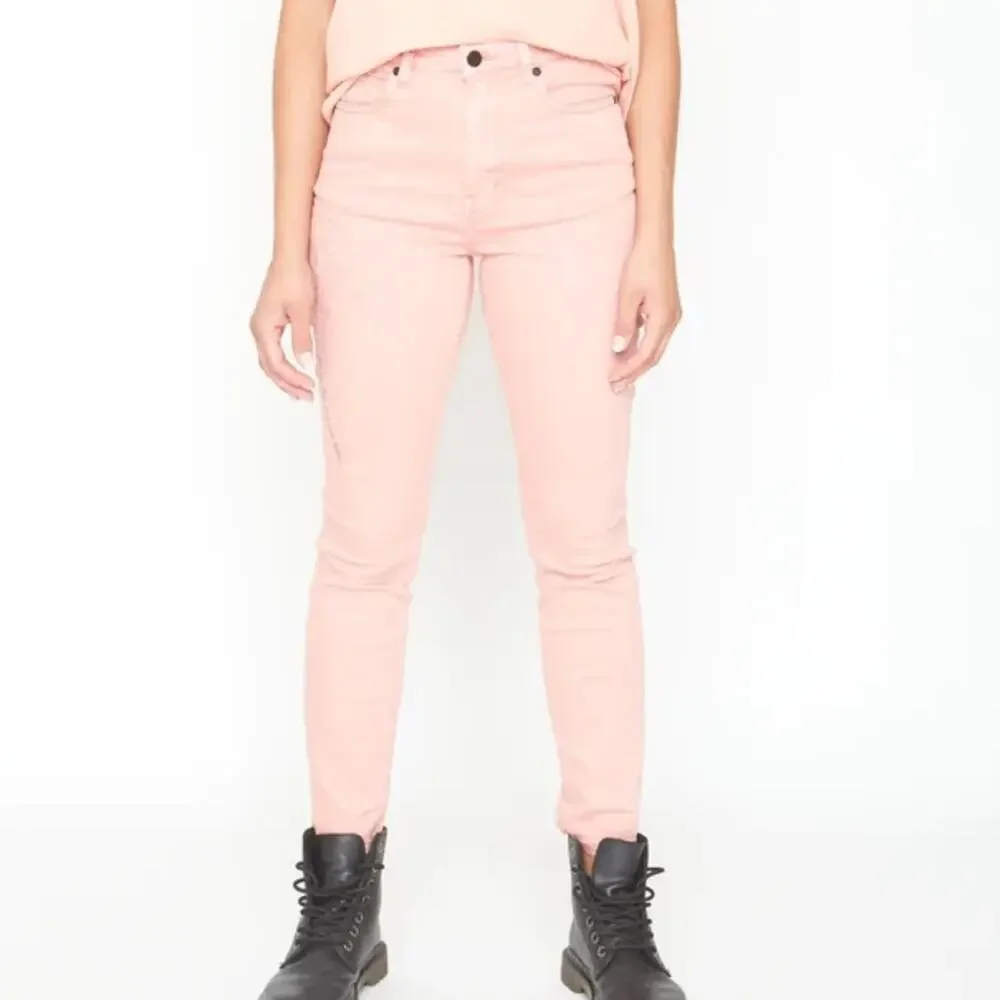 SANDRINE ROSE High Waisted Skinny Jeans Embroidered Palm Tree in Petal NWT - 28 - Picture 1 of 9